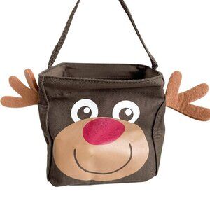 Thirty One Small Square Organizing Utility Tote in Christmas Reindeer, 6"